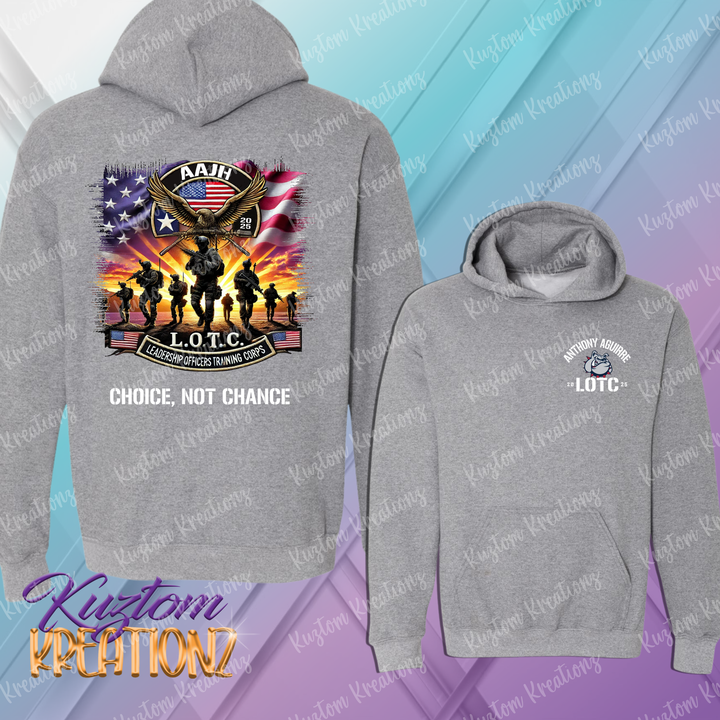 AAJH 8th Grade Gray L.O.T.C. “Choice, Not Chance” Military-Inspired T-Shirt – Anthony Aguirre Leadership Officers Training Corps Tee 🇺🇸