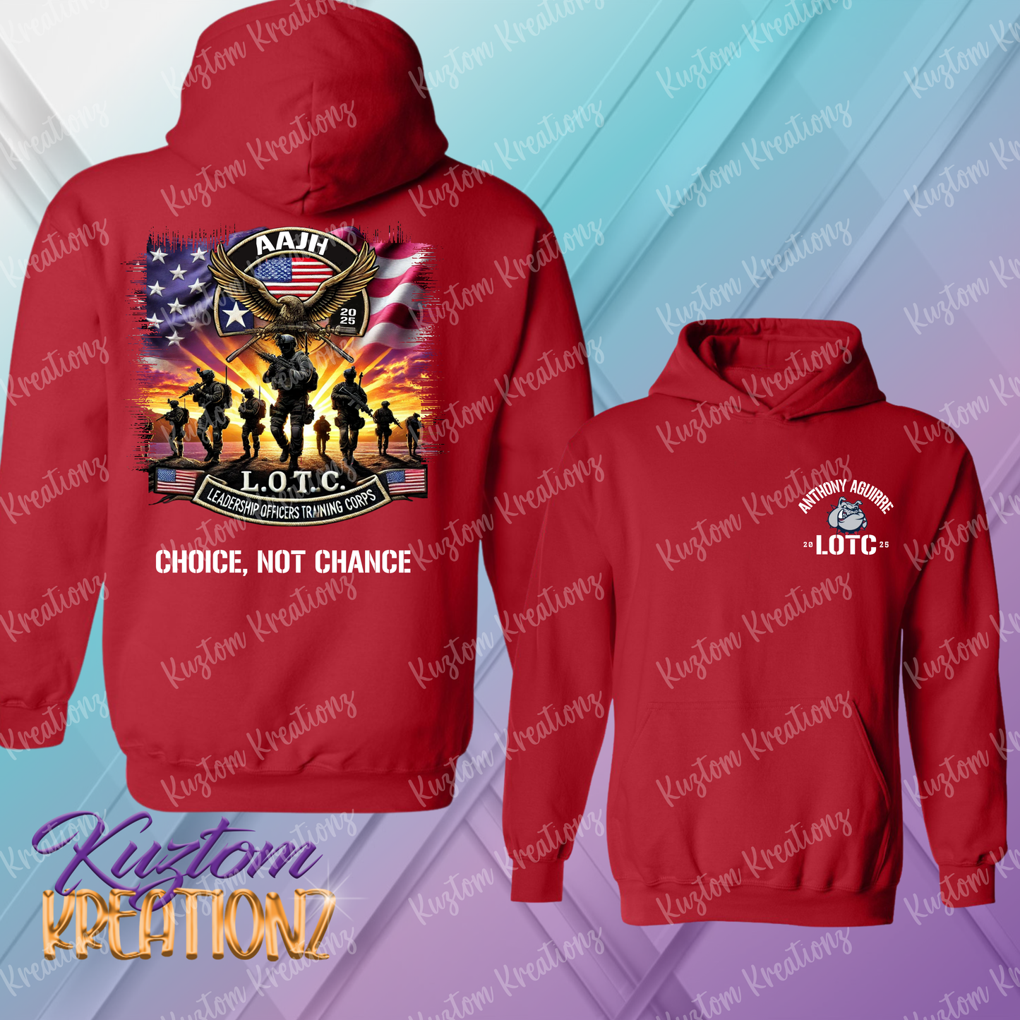 🇺🇸 AAJH 6th/7th Grade Red L.O.T.C. “Choice, Not Chance” Military-Inspired T-Shirt – Anthony Aguirre Leadership Officers Training Corps Tee 🇺🇸