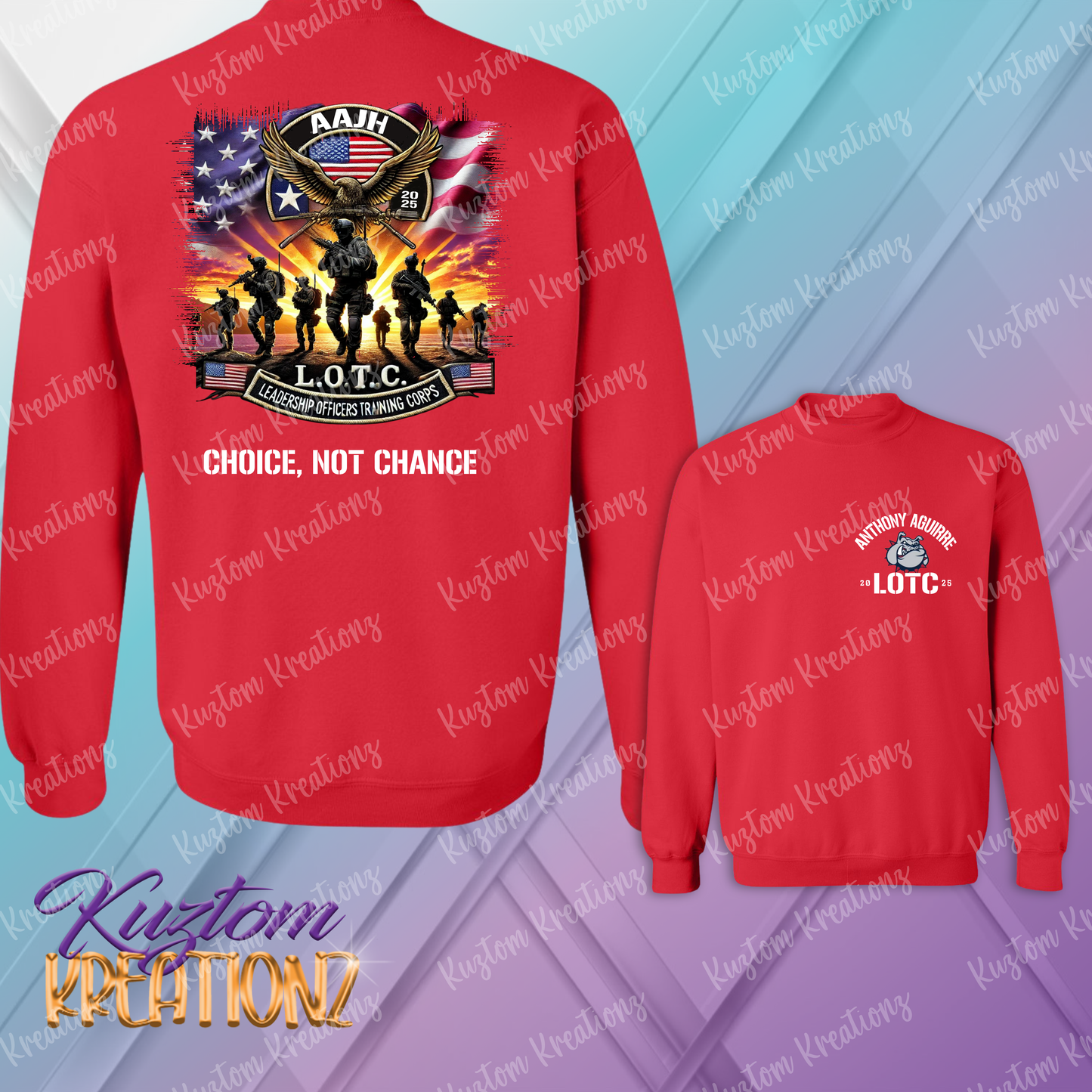 🇺🇸 AAJH 6th/7th Grade Red  L.O.T.C. “Choice, Not Chance” Military-Inspired T-Shirt – Anthony Aguirre Leadership Officers Training Corps Tee 🇺🇸